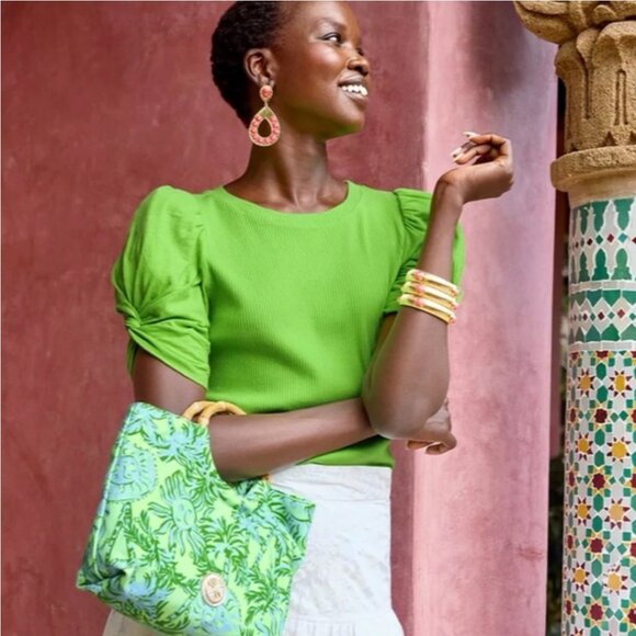 Lilly Pulitzer Bamboo Bag Cool Mint Catchin Rays NWT - Picture 3 of 14